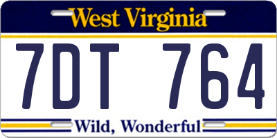 WV license plate 7DT764