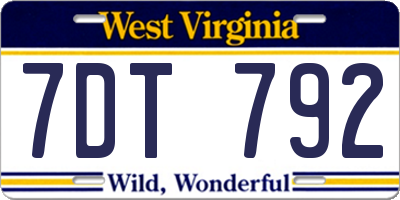 WV license plate 7DT792
