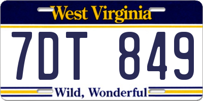 WV license plate 7DT849