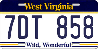WV license plate 7DT858