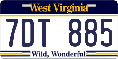 WV license plate 7DT885