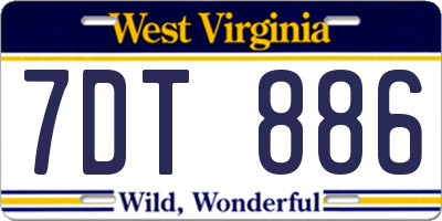 WV license plate 7DT886