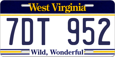 WV license plate 7DT952