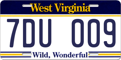 WV license plate 7DU009