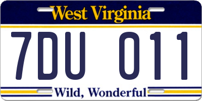 WV license plate 7DU011