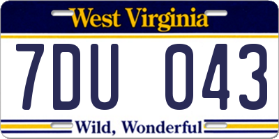 WV license plate 7DU043