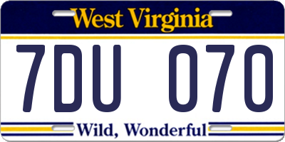 WV license plate 7DU070