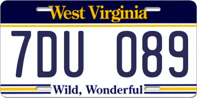 WV license plate 7DU089