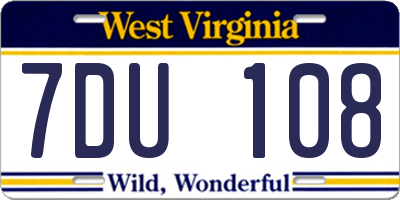 WV license plate 7DU108