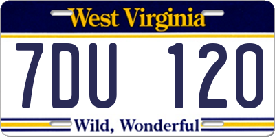 WV license plate 7DU120