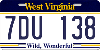 WV license plate 7DU138