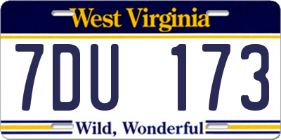 WV license plate 7DU173