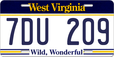 WV license plate 7DU209