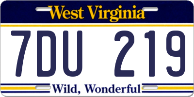 WV license plate 7DU219