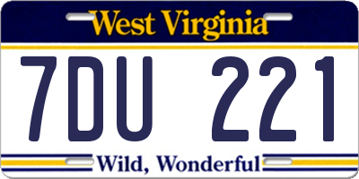 WV license plate 7DU221
