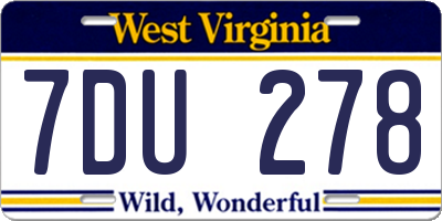 WV license plate 7DU278