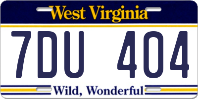 WV license plate 7DU404