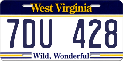 WV license plate 7DU428