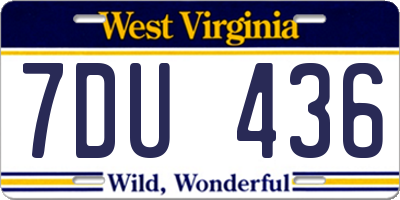 WV license plate 7DU436