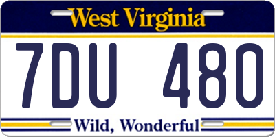 WV license plate 7DU480
