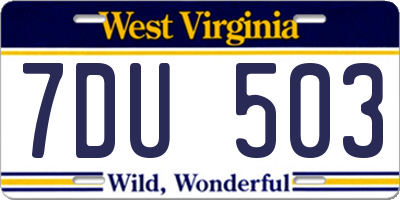 WV license plate 7DU503
