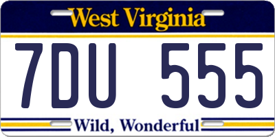 WV license plate 7DU555