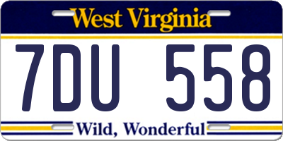 WV license plate 7DU558