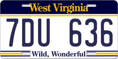 WV license plate 7DU636