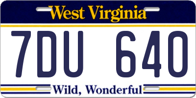 WV license plate 7DU640