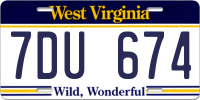 WV license plate 7DU674