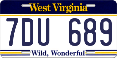 WV license plate 7DU689
