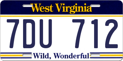 WV license plate 7DU712