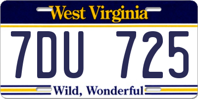 WV license plate 7DU725