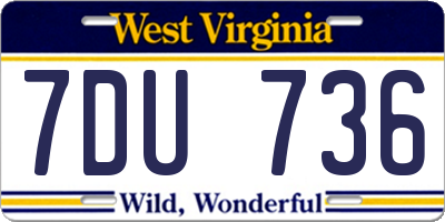 WV license plate 7DU736
