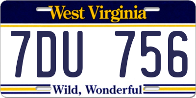 WV license plate 7DU756