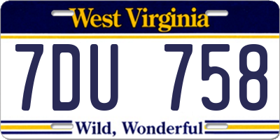 WV license plate 7DU758