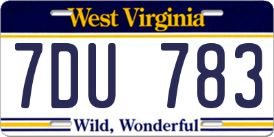 WV license plate 7DU783