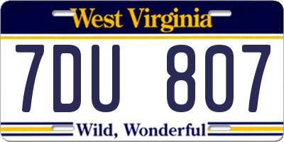 WV license plate 7DU807
