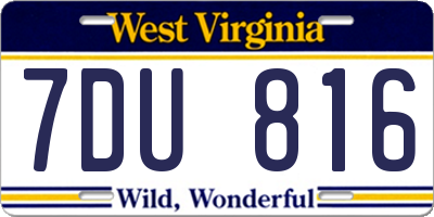 WV license plate 7DU816