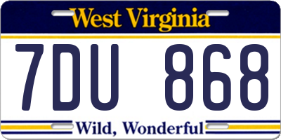 WV license plate 7DU868