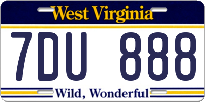 WV license plate 7DU888