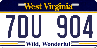 WV license plate 7DU904