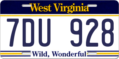 WV license plate 7DU928