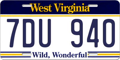 WV license plate 7DU940
