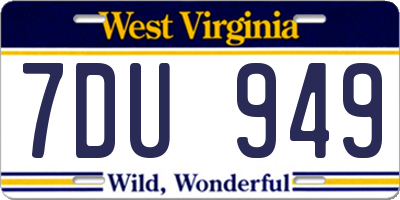 WV license plate 7DU949