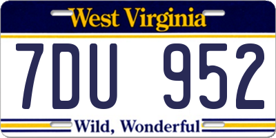 WV license plate 7DU952