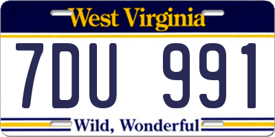WV license plate 7DU991