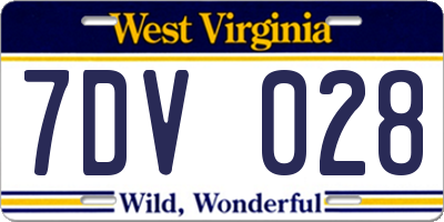 WV license plate 7DV028
