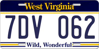 WV license plate 7DV062