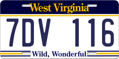 WV license plate 7DV116